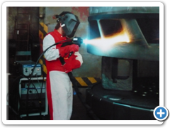 Šopování (metalizace) přední části převaděče - sulzer metco 