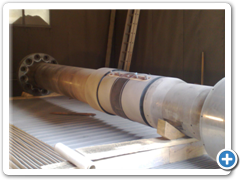 Hřídel generátoru po tryskání její části pro elektro metalizaci